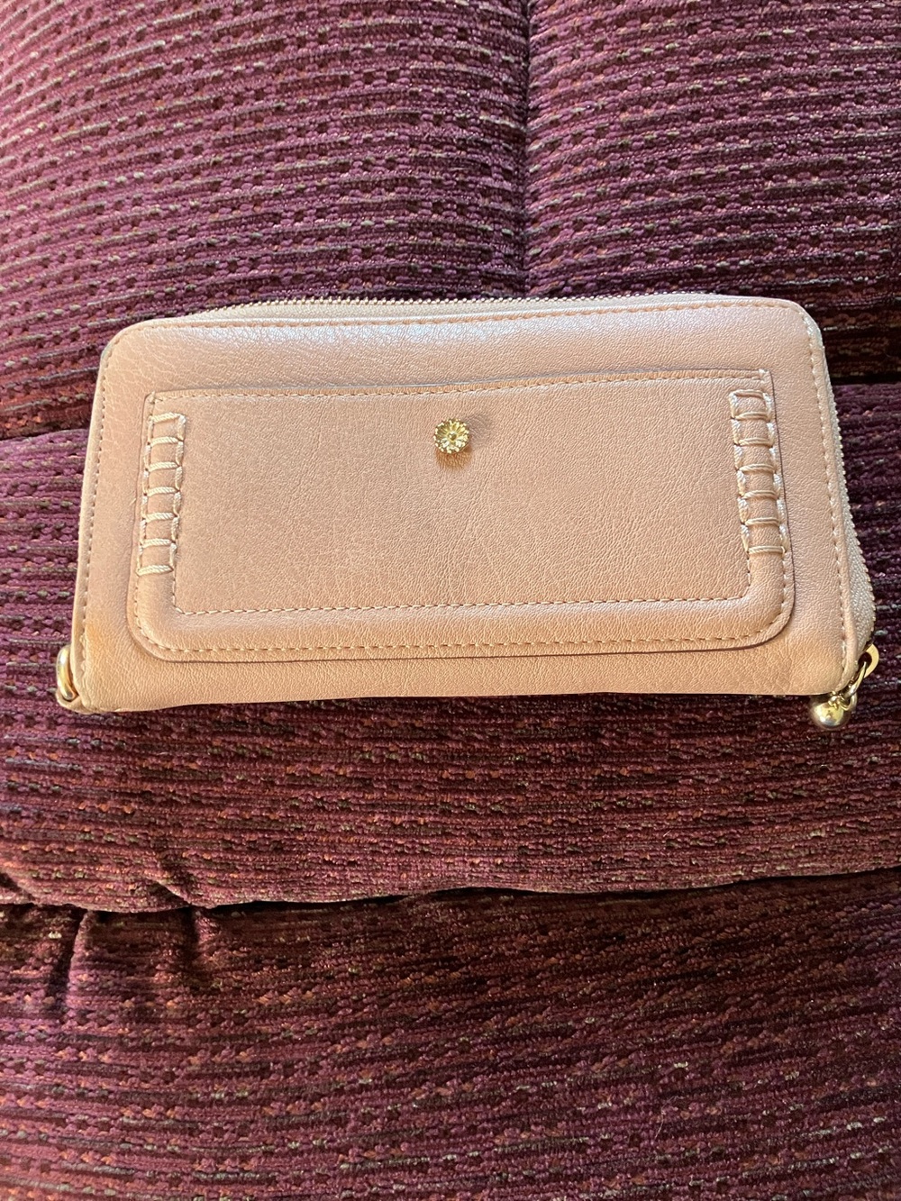 LC Lauren Conrad Blush Pink Zip-Around Wallet with Gold Stud